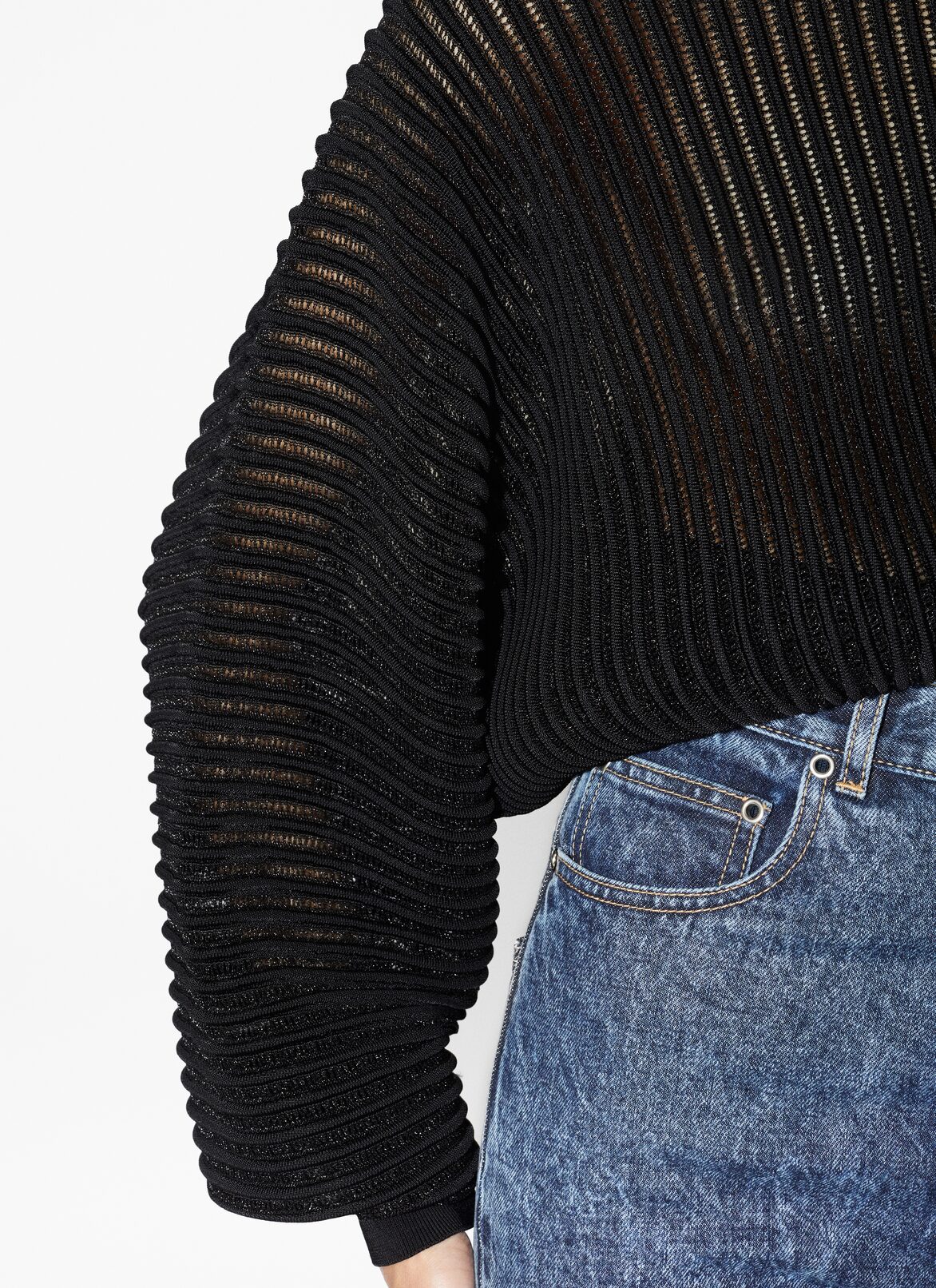Ribbed lurex jumper  ALAÏA BLACK RIBBED LUREX JUMPER
